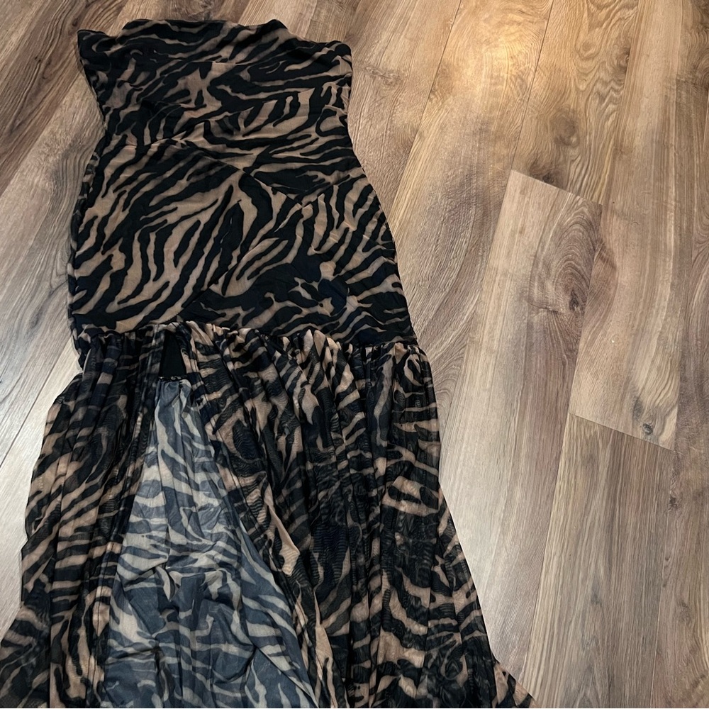 Black & Taupe Animal Print Maxi Dress